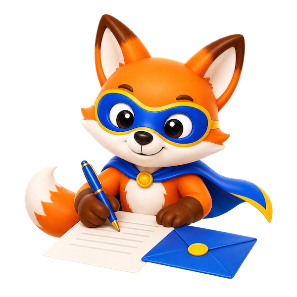 Alefred Renardo, mascotte Alefredo, prépare un projet web